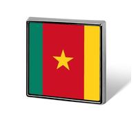 Broche carrée en émail représentant le drapeau du Cameroun, badge/épingle à bouton/badge décoratif(le) pour chapeau, vêtement, sac, accessoire, cadeau ou artisanat.