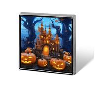 Broche carrée en forme de château d'Halloween en forme de citrouille - Broche mignonne en alliage émaillé pour chapeau, chemise, vêtements, sacs