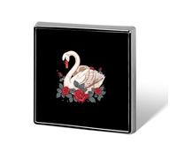 Broche carrée en forme de cygne, joli badge personnalisé, motif animal, fleur, pour femmes et hommes