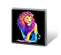Broche carrée en forme de lion sauvage coloré, mignonne et en forme de cœur, à épingler ou à bouton, pour décorer sacs à dos,