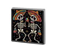 Broche carrée en forme de tête de mort, motif dansant, Dia de los Muertos, épinglette, cravate, costume, robe, accessoires de mariage, anniversaire, pour hommes et femmes