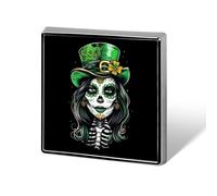Broche carrée en forme de tête de mort pour la Saint-Patrick, épingle à revers, cravate, costume, robe, accessoires de mariage, anniversaire, pour hommes et femmes