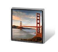 Broche carrée en métal représentant un golden retriever et des fleurs, accessoire pour costumes, sacs à dos et chapeaux.