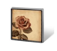 Broche carrée en métal représentant un golden retriever et des fleurs, accessoire pour costumes, sacs à dos et chapeaux.