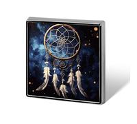 Broche carrée en métal représentant un loup gris sauvage, accessoire pour costumes, sacs à dos et chapeaux.