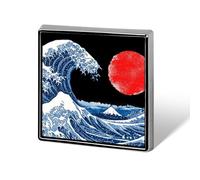 Broche carrée en métal style vague japonaise soleil, insigne, bijou de revers unisexe