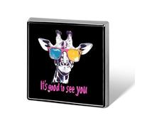 Broche carrée Girafes « Ça fait plaisir de te voir » - Insigne en métal - Accessoire de veste, chapeau ou sac - Décoration