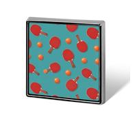 Broche carrée humoristique à motif de ping-pong, 1,8 cm, accessoire de mode pour hommes et femmes.