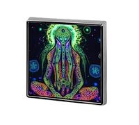 Broche carrée humoristique et lumineuse représentant un dieu maléfique (0,7 pouce), accessoire de mode pour hommes et femmes.