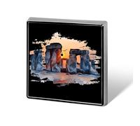 Broche carrée humoristique Stonehenge1, 1,8 cm, accessoire de mode pour hommes et femmes.