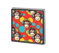 Broche carrée imprimée en forme de singe musical, épingle à bouton, épingle à cravate, décoration pour sac à dos pour homme et femme