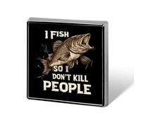 Broche carrée « Je pêche pour ne pas tuer » - Insigne en métal - Accessoire de veste, chapeau ou sac - Décoration