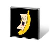 Broche carrée Panic Banana, badge/bouton élé en aluminium, décoration pour sacs à dos et chapeaux
