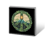 Broche carrée paysage paisible, insigne en métal, épingle à revers, accessoire de veste, chapeau ou sac, décoration