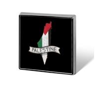 Broche carrée pour homme, carte de la Palestine, pour chemises, sacs à main, réunions, école, voyage, cadeau d'affaires, 0.7inx0.7in, Métal