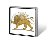 Broche carrée pour homme, emblème de l'Iran lion et drapeau du soleil pour chemises, sacs à main, réunions, école, voyage, cadeau d'affaires, 0.7inx0.7in, Métal