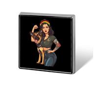 Broche carrée tendance Berger Allemand pour la fête des mères, pour hommes et femmes. Badges en métal amusants à accrocher à une veste, un sac ou un chapeau.