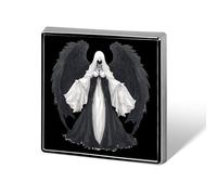 Broche carrée tête de mort d'ange, adorable broche en forme de cœur, badge à bouton pour sac à dos, veste, chapeau, décoratio