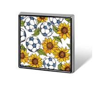 Broche carrée tournesols footballeurs, épingles à revers, cravate, costume, robe, accessoires de mariage, anniversaire pour hommes et femmes