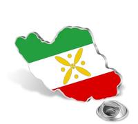 Broche Carte De L Iran En Acier Inoxydable Avec Drapeau De La Perse Lion Et Couronne Du Soleil Faravahar Derafsh Kaviani Persan Iranien Pingles Insigne Souvenir (Argent 4)