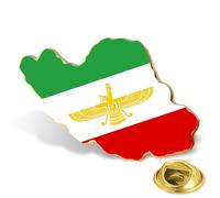 Broche Carte De L Iran En Acier Inoxydable Avec Drapeau De La Perse Lion Et Couronne Du Soleil Faravahar Derafsh Kaviani Persan Iranien Pingles Insigne Souvenir (Or 5)