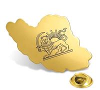 Broche Carte De L Iran En Acier Inoxydable Avec Drapeau De La Perse Lion Et Couronne Du Soleil Faravahar Derafsh Kaviani Persan Iranien Pingles Insigne Souvenir (Or 6)