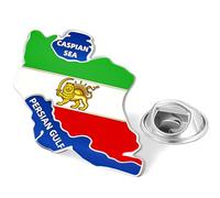 Broche Carte De L Iran En Acier Inoxydable Avec Drapeau De La Perse Lion Et Couronne Du Soleil Faravahar Derafsh Kaviani Persan Iranien Pingles Insigne Souvenir (Argent 3)