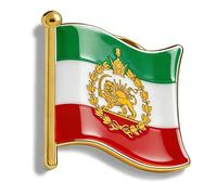 Broche carte de l'Iran en acier inoxydable avec drapeau de la Perse, lion et couronne du soleil, Faravahar/Derafsh Kaviani, persan iranien, épingles, insigne souvenir, One Size, Acier inoxydable, Pas