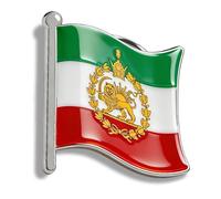 Broche carte de l'Iran en acier inoxydable avec drapeau de la Perse, lion et couronne du soleil, Faravahar/Derafsh Kaviani, persan iranien, épingles, insigne souvenir, One Size, Acier inoxydable, Pas