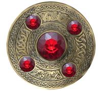 Broche celtique - Épingle à kilt écossais, argent antique 5 pierres scintillantes mouche verte broche à carreaux 10 cm broche pour homme et femme, châle, écharpe et kilt tartan accessoire, 10cm, Métal