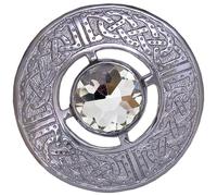 Broche celtique - Épingle à kilt écossais traditionnelle, broche à carreaux de 7,6 cm avec pierre précieuse étincelante pour homme et femme, châle, écharpe et écharpe écossais, accessoire de robe