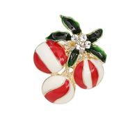 Broche cerises de Noël avec strass colorés en alliage de métal style dessin animé bijoux de vacances pour accessoires de vêtements broche de Noël, taille unique, Comme décrit