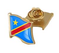 Broche Cernomal - Drapeau National République Démocratique Du Congo - Bijoux Fantaisie - Badge Multicolore En Cristal - Moderne - Fermoir Broche - Accessoire