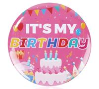 Broche « C'Est Mon Anniversaire », 5,8 cm de Diamètre Broche Joyeux Anniversaire Broche pour Garçons et Filles Badge Mignon pour Femmes Hommes Cadeaux Décorations de Fête (Rose)