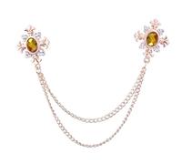 Broche Chaîne Broche à chaîne croisée en cristal for femmes, épingles et broches de col chemise for, boucle revers personnalité, accessoires for(Gold Yellow)