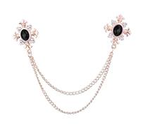 Broche Chaîne Broche à chaîne croisée en cristal for femmes, épingles et broches de col chemise for, boucle revers personnalité, accessoires for(Gold Black)