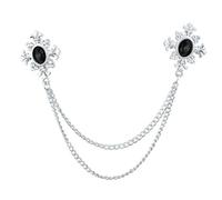 Broche Chaîne Broche à chaîne croisée en cristal for femmes, épingles et broches de col chemise for, boucle revers personnalité, accessoires for(Sliver Black)