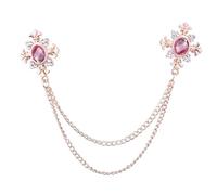 Broche Chaîne Broche à chaîne croisée en cristal for femmes, épingles et broches de col chemise for, boucle revers personnalité, accessoires for(Gold Pink)