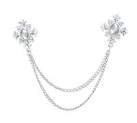 Broche Chaîne Broche à chaîne croisée en cristal for femmes, épingles et broches de col chemise for, boucle revers personnalité, accessoires for(Sliver White)