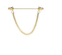 Broche Chaîne Insignes d'épingle de barre collier for hommes avec chaîne à maillons fermoirs cravate pinces pince for mariage d'affaires formel(Golden 7cm)