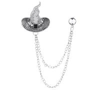 Broche chapeau de sorcière d'Halloween pour femme - Citrouille en cristal - Aile de chat noir - Broche tendance pour Halloween, Medium, Métal, Zircon cubique