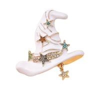Broche chapeau de sorcière en alliage avec strass - Parfait pour cosplay et usage quotidien - Broche vintage en forme de chapeau de magicien, One Size, Comme décrit