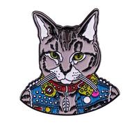 Broche chat à pois tigré, badge punk rock, pin's ornement gothique, résine métallique, sans pierre précieuse