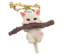 Broche Chat Branche pour Vêtements, Épingle Chic en Résine Alliage | Fixation Sûre, Usage Quotidien et Soirée, pour Béret ou Paquet à Dos, Style Délicat