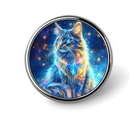 Broche Chat Ciel Étoilé, Pin's Mode Femme Homme, Badge à Revers pour Fête ou Mariage