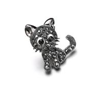 Broche Chat en Alliage Incrustée de Cristaux, Bijou Décoratif | Pince Clip-on Multi-usage, Forme Féline, pour Robes et Accessoires de Coiffure Lors des Mariages et Galas