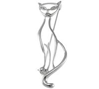 Broche chat en argent sterling et coffret cadeau, Argent sterling, Sans pierre