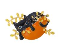 Broche Chat Noire en Alliage de Zinc, Épingle Poitrine Élégante