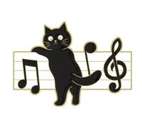 Broche chaton musical chat noir, Klein, Métal non précieux