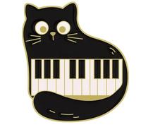 Broche chaton musical chat noir, Klein, Métal non précieux